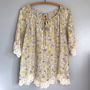 Johnny Was Silk Floral Top Small